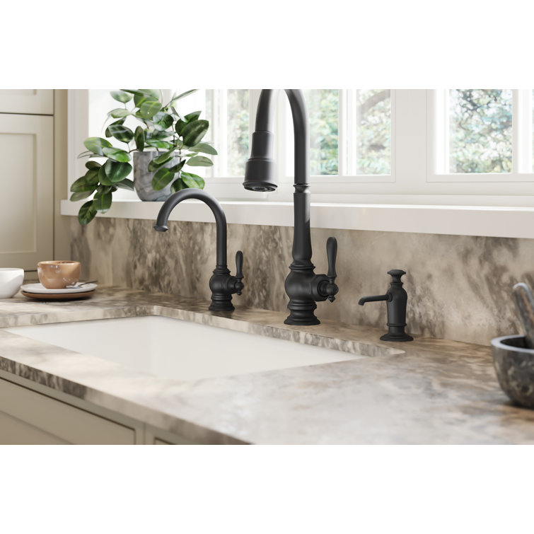 Matte Black High-Arch Pull-Down Kitchen Faucet with Spray