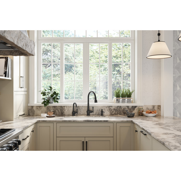 Matte Black High-Arch Pull-Down Kitchen Faucet with Spray