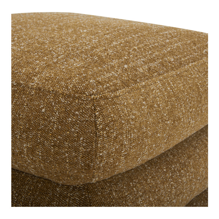 Mellow Mustard Upholstered Solid Wood Accent Stool