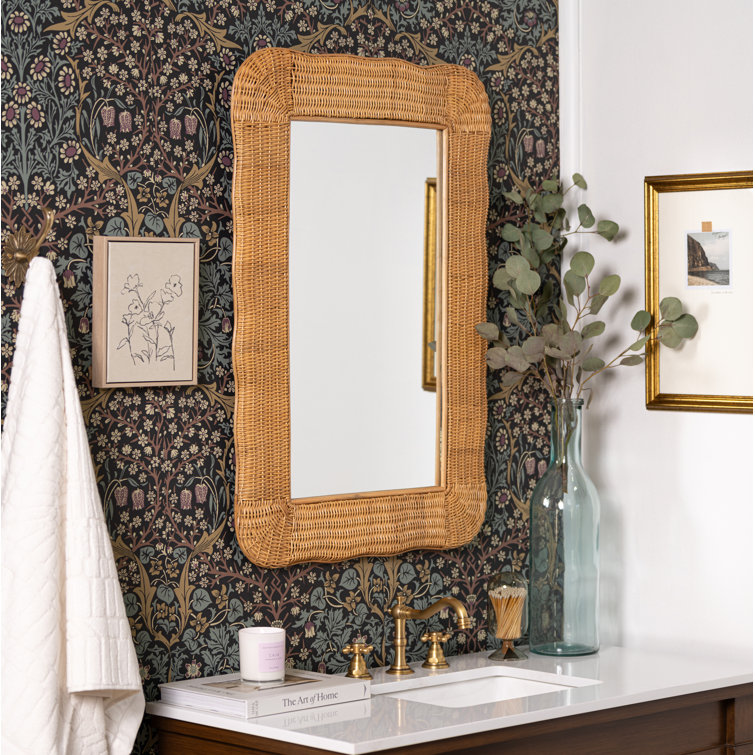 Handcrafted Natural Rattan Rectangular Wall Mirror