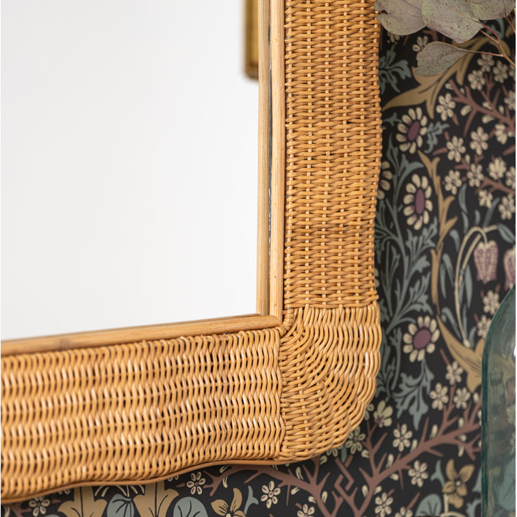 Handcrafted Natural Rattan Rectangular Wall Mirror