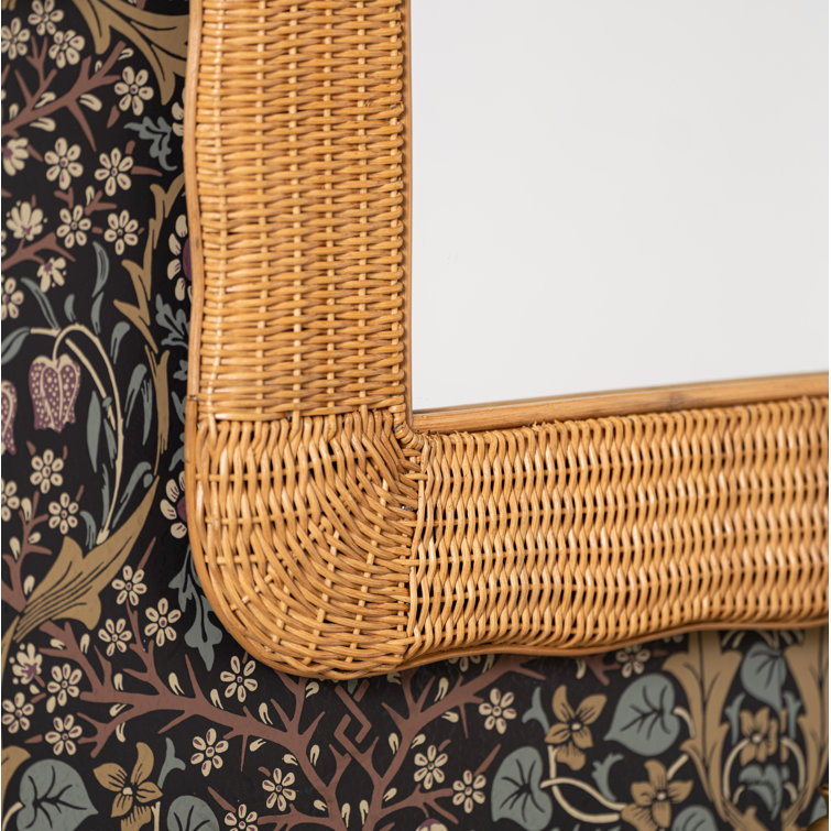 Handcrafted Natural Rattan Rectangular Wall Mirror