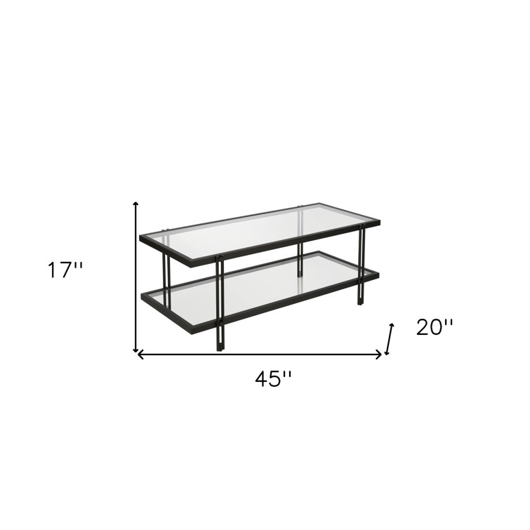 Beckham Rectangular Glass Coffee Table with Storage, Brass Finish