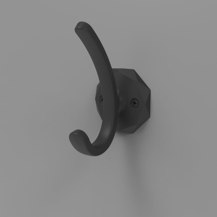 Matte Black Geometric Metal Wall Hooks, 5-Pack