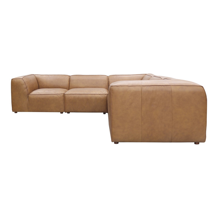 Sonoran Tan Leather Modular Sectional with Ottoman