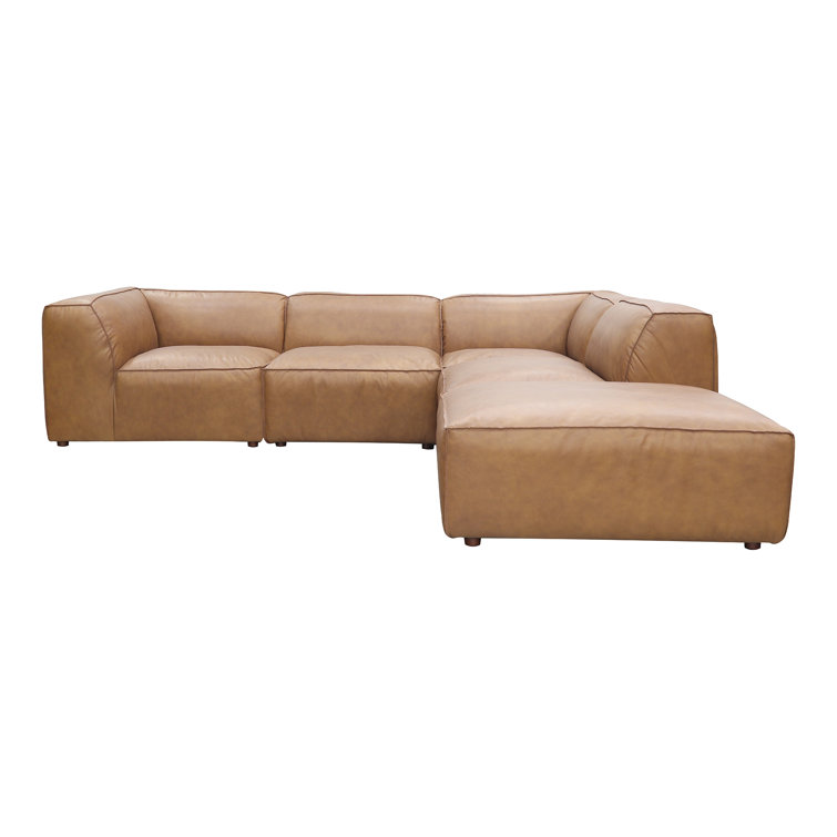 Sonoran Tan Leather L-Shaped Modular Sectional Sofa