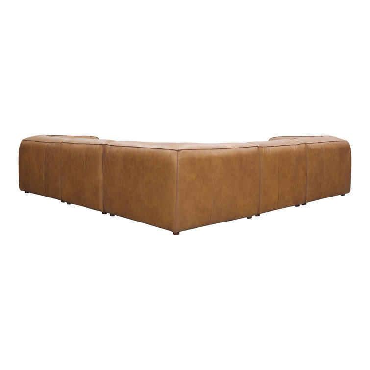 Sonoran Tan Leather Modular Sectional with Ottoman