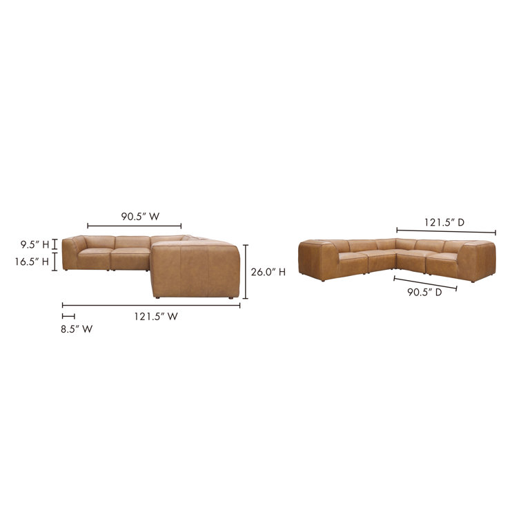 Sonoran Tan Leather Modular Sectional with Ottoman