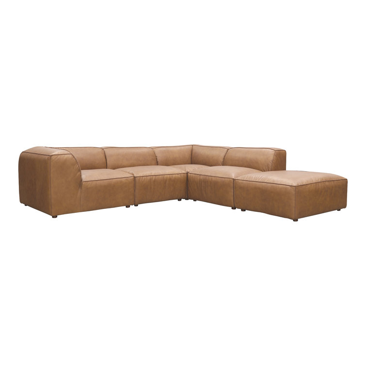 Sonoran Tan Leather L-Shaped Modular Sectional Sofa