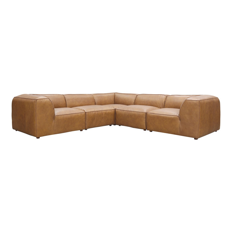 Sonoran Tan Leather Modular Sectional with Ottoman