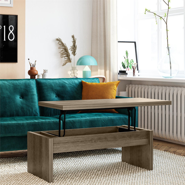 Rustic Oak Rectangular Lift-Top Coffee Table