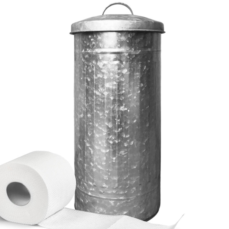 Galvanized Silver Farmhouse Free Standing Toilet Paper Holder