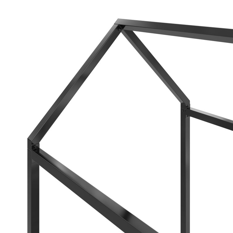 Black Metal Twin Montessori House Bed with Canopy Frame