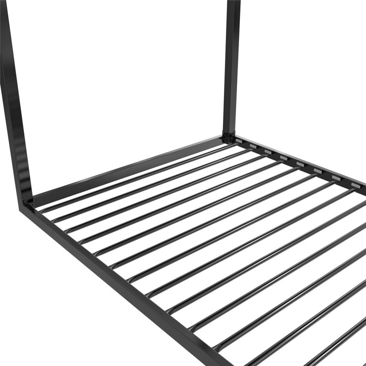 Black Metal Twin Montessori House Bed with Canopy Frame