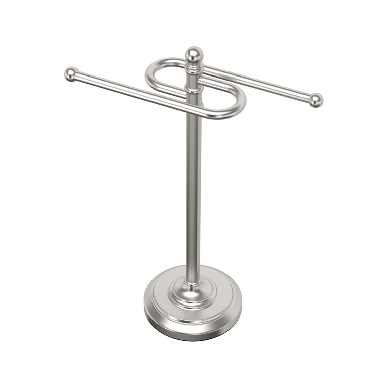 Satin Nickel Dual Arm S-Style Countertop Towel Holder