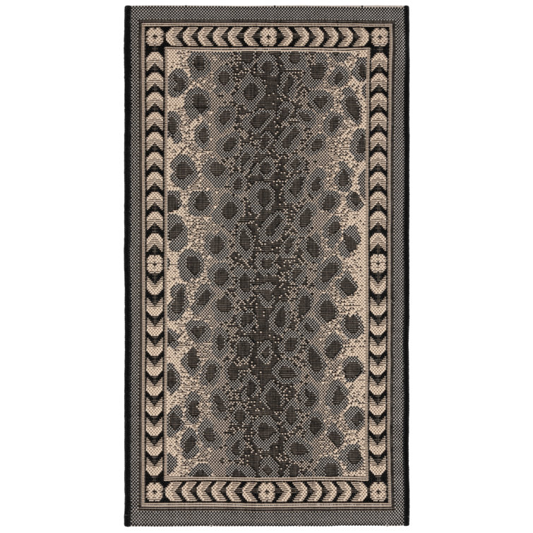 Gray and Black Animal Print Indoor/Outdoor Rug