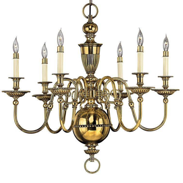 Cambridge Classic New England 6-Light Brass Beaded Chandelier