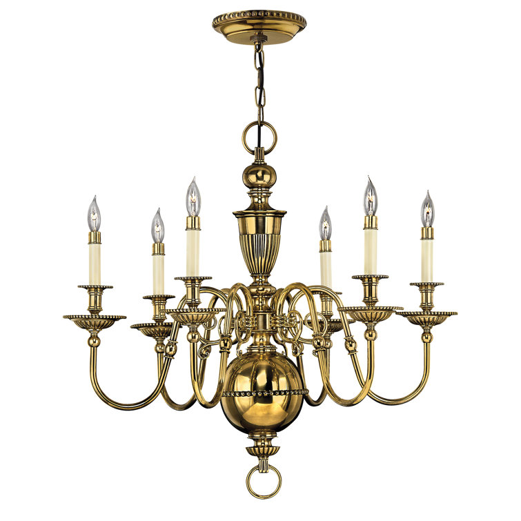 Cambridge Classic New England 6-Light Brass Beaded Chandelier