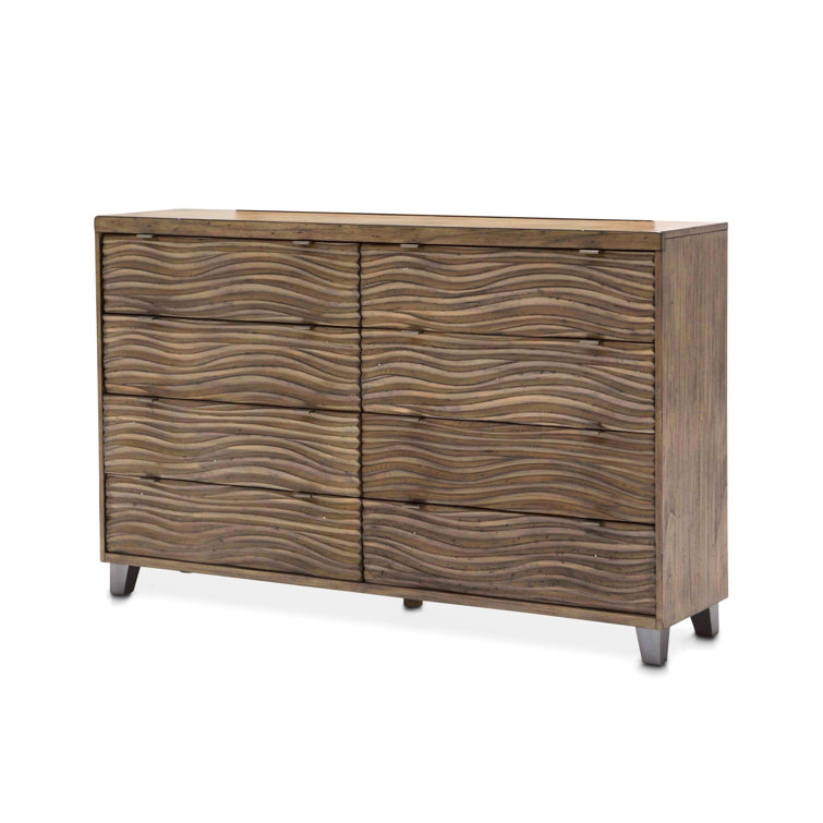 Del Mar Sound Transitional 8-Drawer Boardwalk Brown Dresser with Mirror