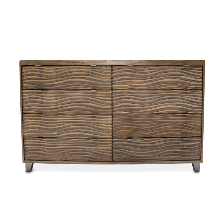 Del Mar Sound Transitional 8-Drawer Boardwalk Brown Dresser with Mirror