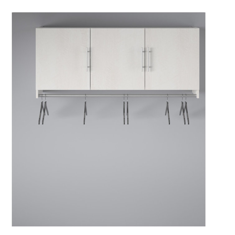Ivory Oak 3-Door Wall Cabinet with Hanging Rod