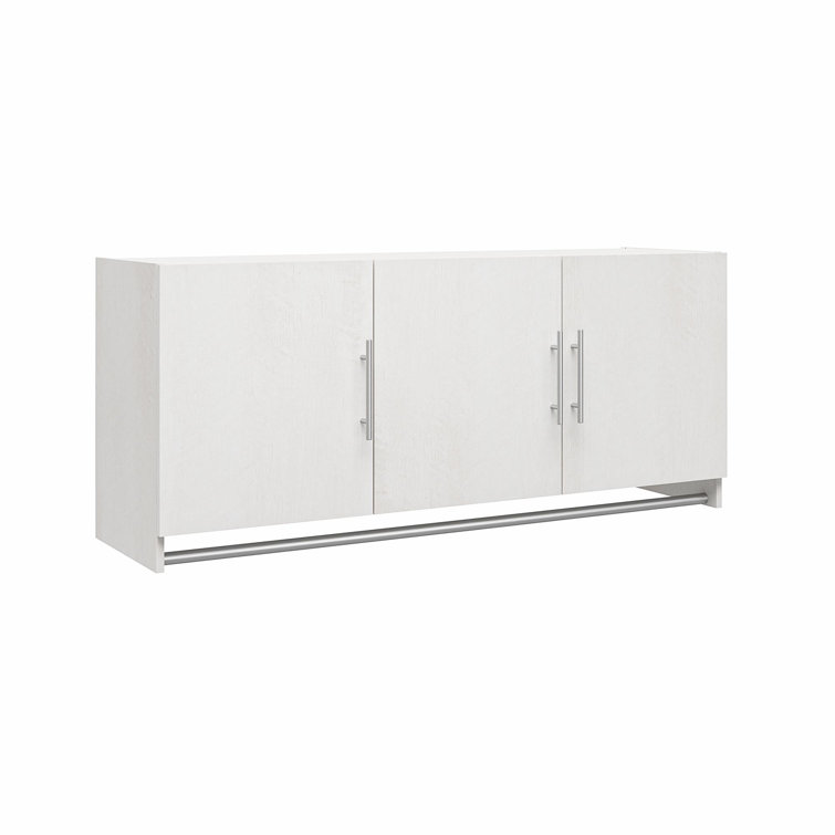 Ivory Oak 3-Door Wall Cabinet with Hanging Rod