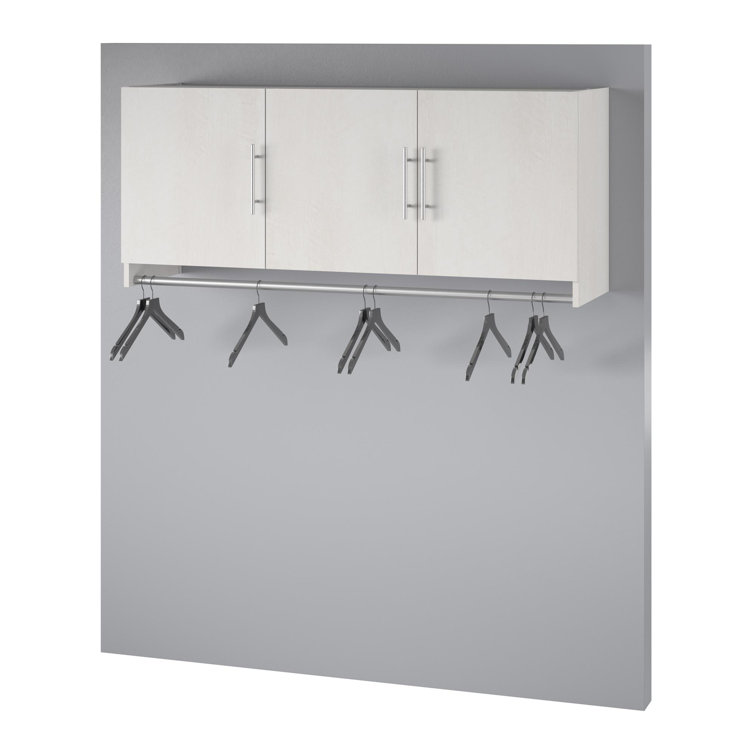 Ivory Oak 3-Door Wall Cabinet with Hanging Rod