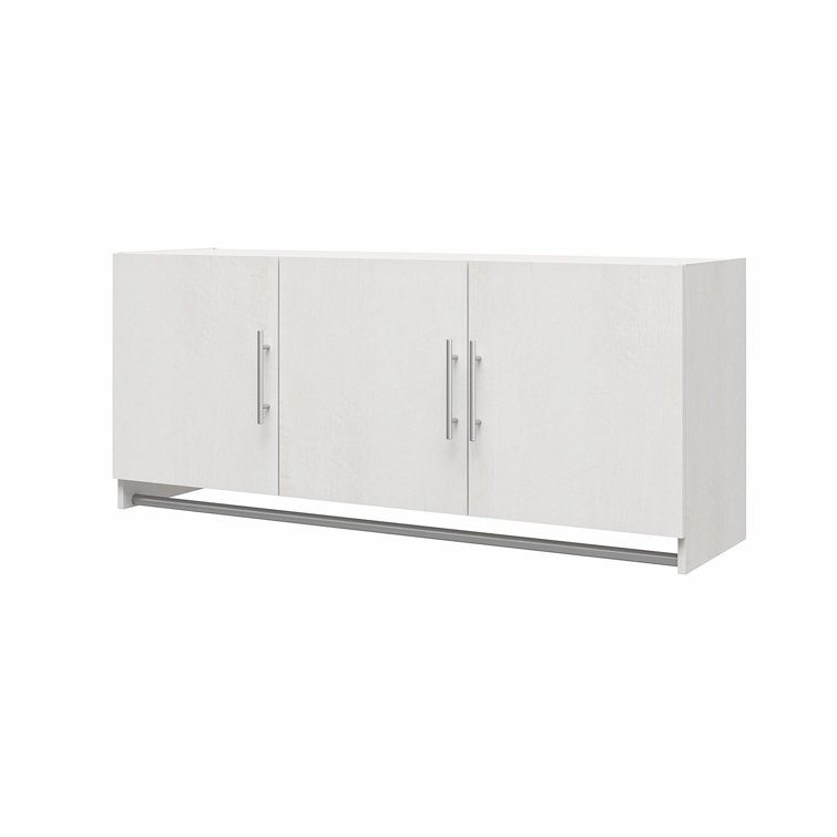 Ivory Oak 3-Door Wall Cabinet with Hanging Rod
