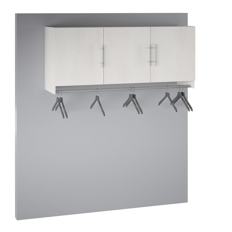 Ivory Oak 3-Door Wall Cabinet with Hanging Rod