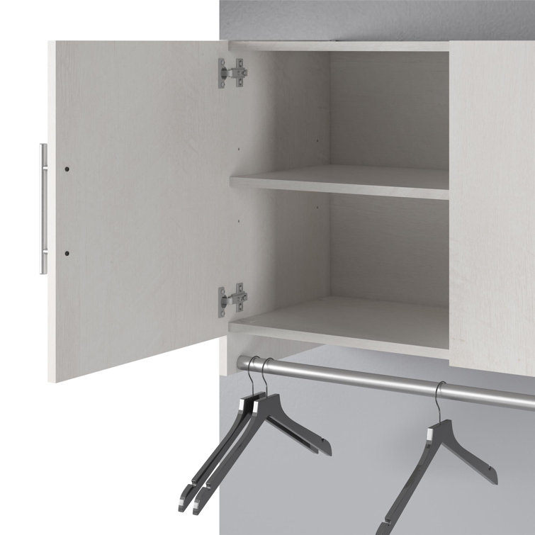 Ivory Oak 3-Door Wall Cabinet with Hanging Rod