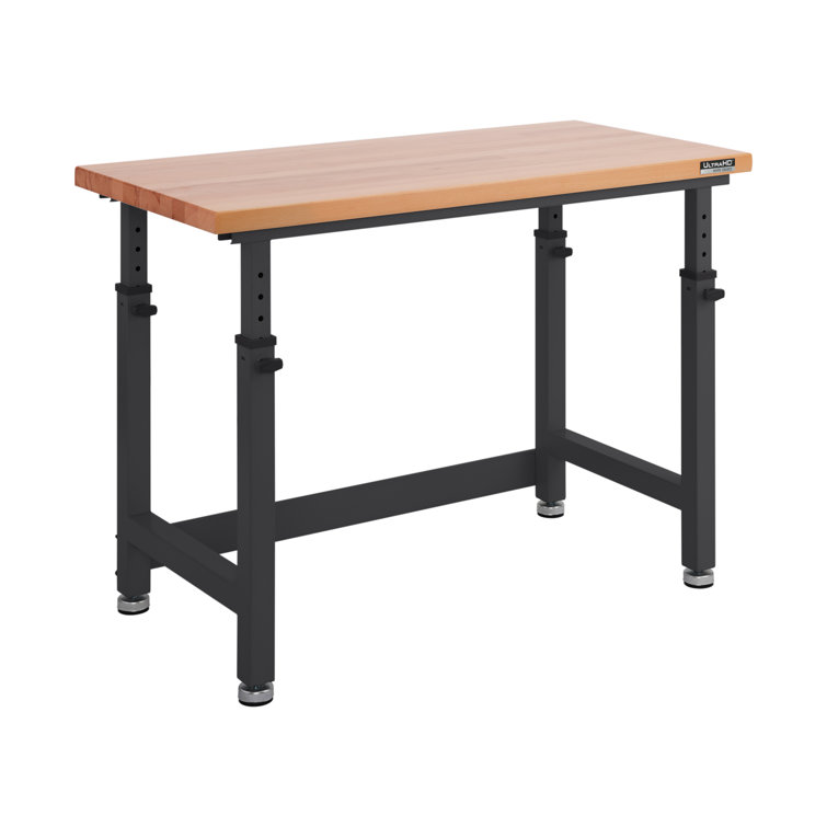 Graphite Adjustable Height Heavy-Duty Wood Top Workbench