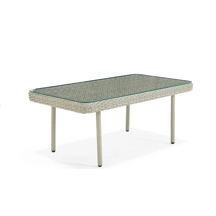 Windham Light Gray All-Weather Wicker Outdoor Coffee Table with Glass Top