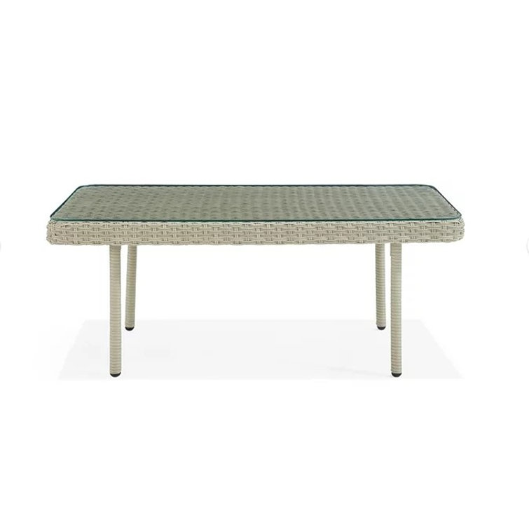 Windham Light Gray All-Weather Wicker Outdoor Coffee Table with Glass Top