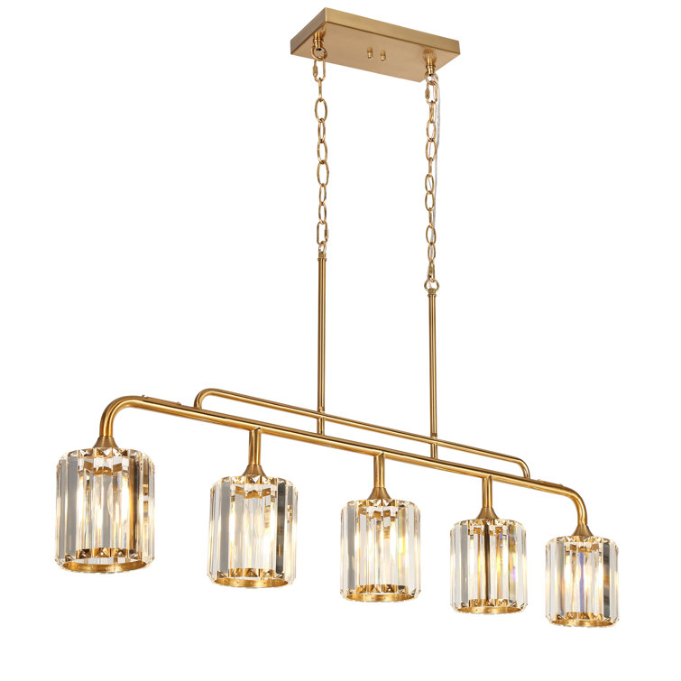 Gold and Clear Glass 5-Light Linear Island Pendant