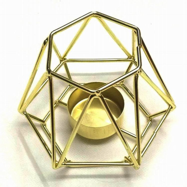 Small Gold Geometric Iron Tealight Candle Holder