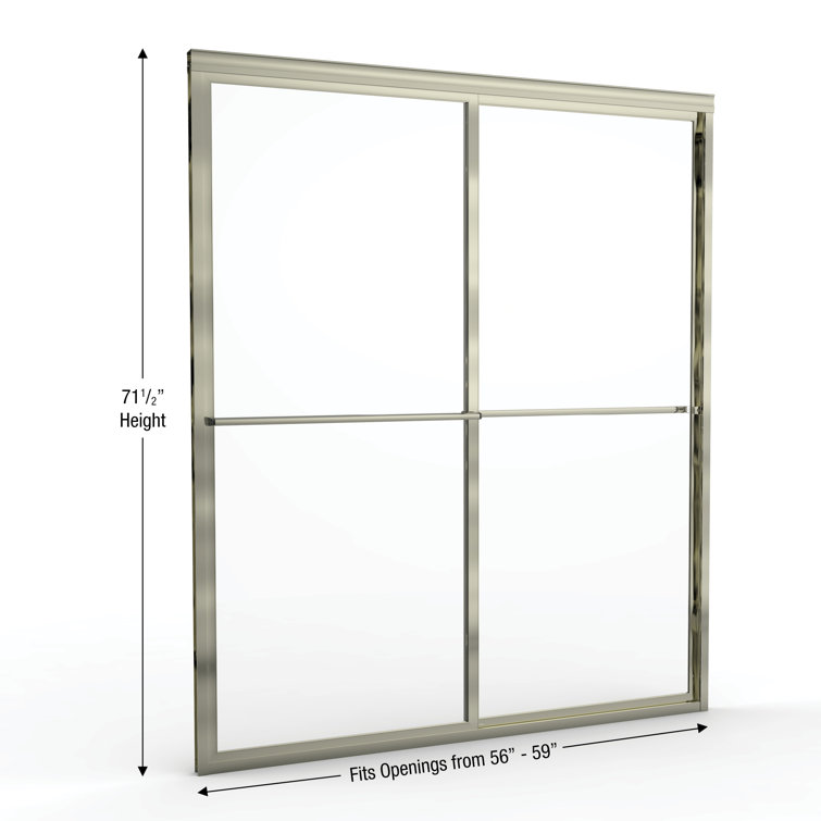 Deluxe Brushed Nickel Framed Sliding Shower Door with Obscure Glass