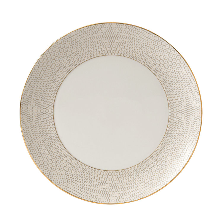 Elegant Gio Gold Porcelain Dinner Plate with Geometric Pattern