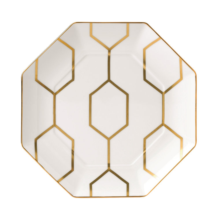 Gio Gold Octagonal White Porcelain Salad Plate