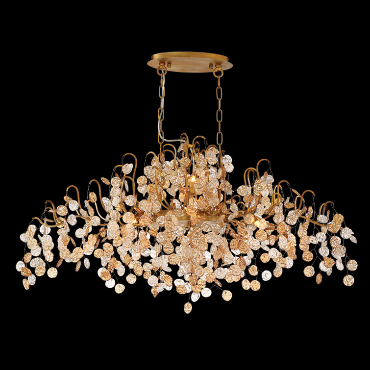 Campobasso Antique Gold 10-Light Crystal Chandelier with Amber Shades