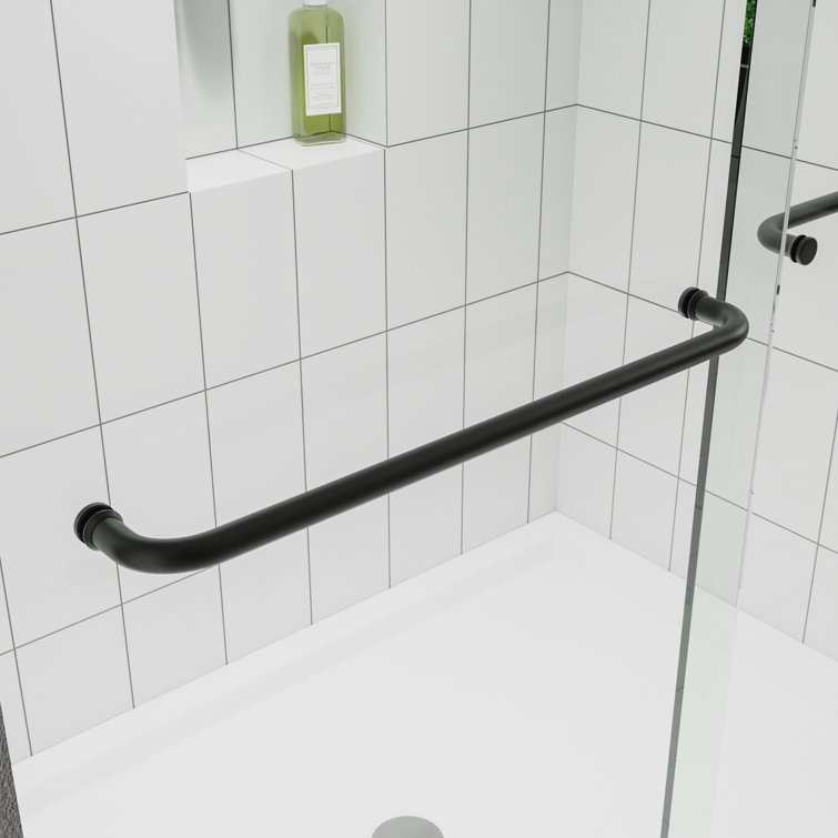 60 x 72 Matte Black Sliding Shower Door with Clear Glass