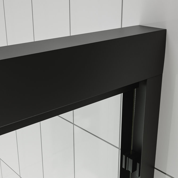 60 x 72 Matte Black Sliding Shower Door with Clear Glass