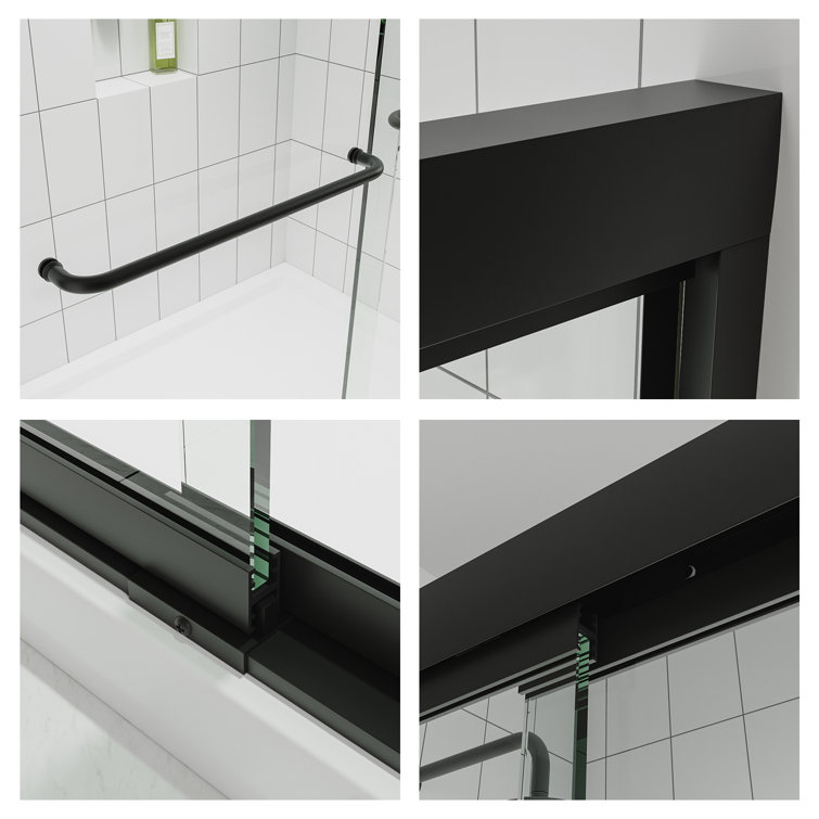 60 x 72 Matte Black Sliding Shower Door with Clear Glass