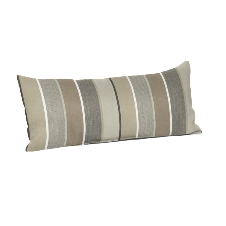 Milano Char Stripe Sunbrella Rectangular Outdoor Lumbar Pillow