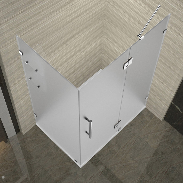 Avalux GS 32-in Frameless Frosted Glass Shower Enclosure with Stainless Steel Hardware
