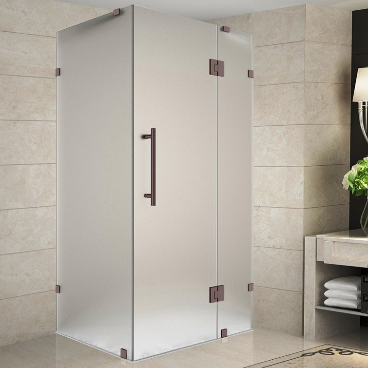 Avalux 34" x 34" Frosted Glass Frameless Shower Enclosure with Stainless Steel Hardware