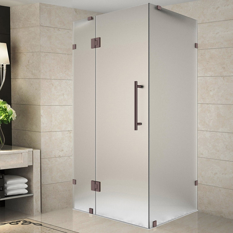 Avalux 34" x 34" Frosted Glass Frameless Shower Enclosure with Stainless Steel Hardware