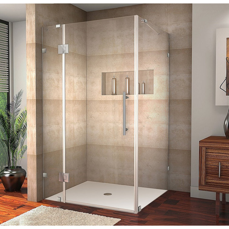 Avalux 40" x 30" Frameless Stainless Steel Shower Enclosure