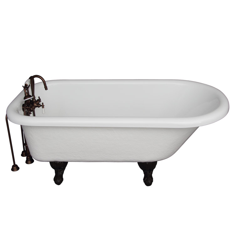 67'' White Acrylic Clawfoot Freestanding Soaking Bathtub