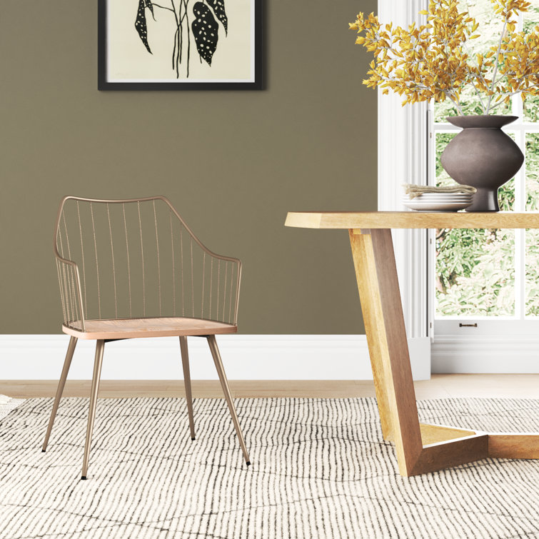 Windsor High Slat Back Arm Chair in Antique Copper and White Wash