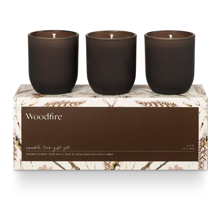 Gold Frosted Glass Fall Scented Votive Candle Trio